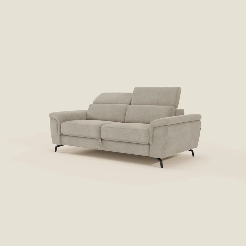 Estro Divano 3 posti con pouf estraibile - poggiatesta reclinabili in tessuto impermeabile T14 beige