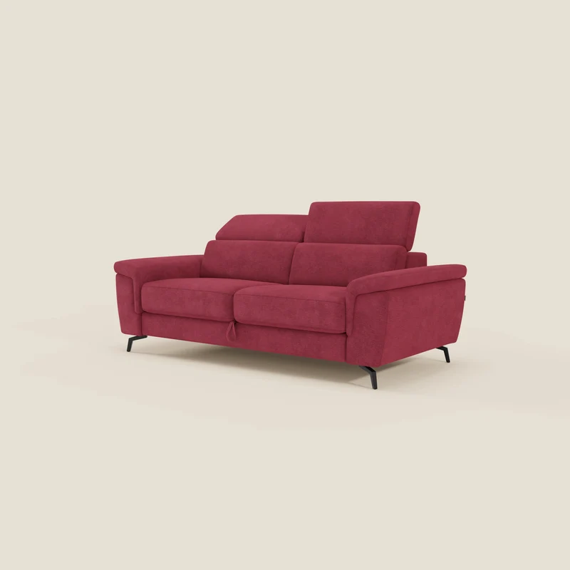 Estro Divano 3 posti con pouf estraibile - poggiatesta reclinabili in tessuto impermeabile T14 rosso