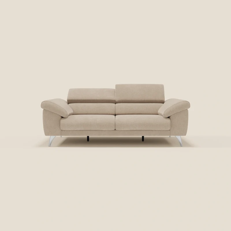 Donatello divano con sedute allungabili braccioli contenitore e poggiatesta reclinabili in tessuto smacchiabile T23 beige