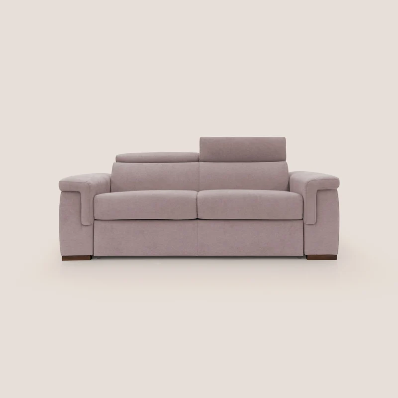 Giunone divano letto con materasso alto 18 cm e poggiatesta reclinabili in tessuto impermeabile T02 rosa