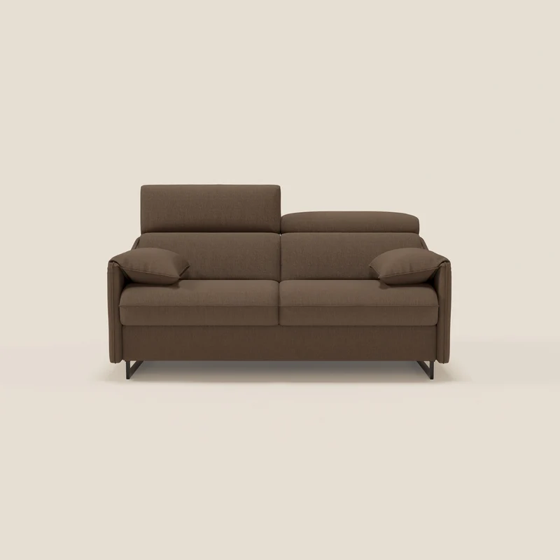 Violetta divano letto materasso H18 cm - poggiatesta reclinabili e braccioli mobili in tessuto impermeabile T13 marrone