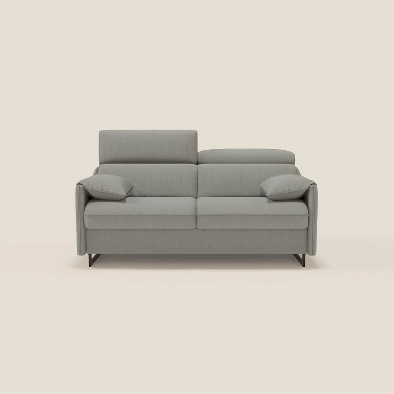 Violetta divano letto materasso H18 cm - poggiatesta reclinabili e braccioli mobili in tessuto impermeabile T13 grigio