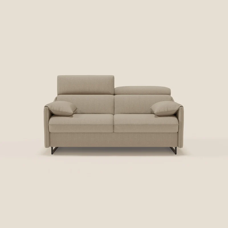 Violetta divano letto materasso H18 cm - poggiatesta reclinabili e braccioli mobili in tessuto impermeabile T13 beige