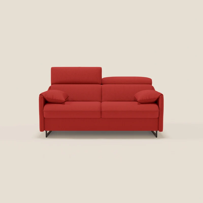 Violetta divano letto materasso H18 cm - poggiatesta reclinabili e braccioli mobili in tessuto impermeabile T13 rosso