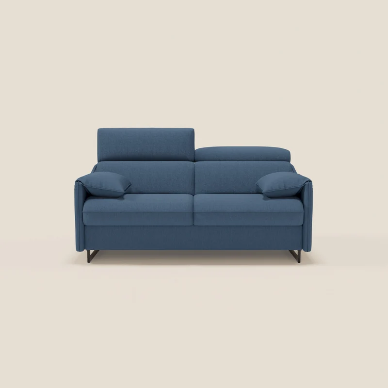 Violetta divano letto materasso H18 cm - poggiatesta reclinabili e braccioli mobili in tessuto impermeabile T13 blu