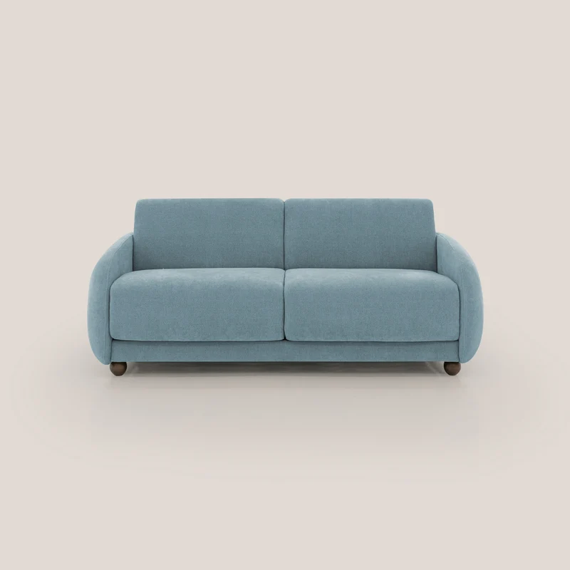 Giglio divano letto scandinavo japandi con materasso H18 cm in tessuto Bouclé impermeabile T07 carta da zucchero