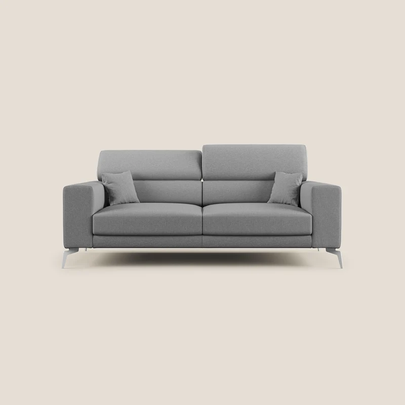 Blade Divano con poggiatesta reclinabili in tessuto impermeabile misto cotone T13 grigio