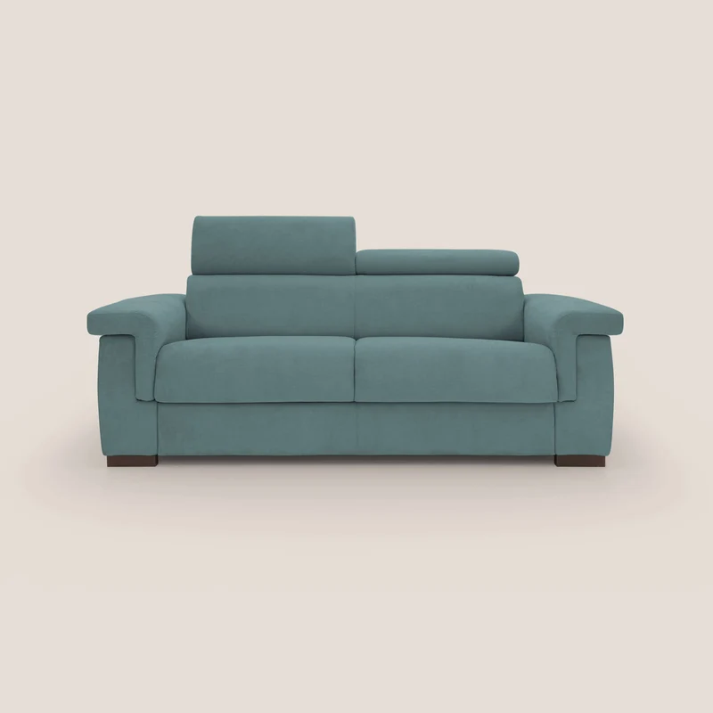 Bjorn divano letto sfoderabile con materasso H18 cm e poggiatesta reclinabili in tessuto impermeabile T02 petrolio