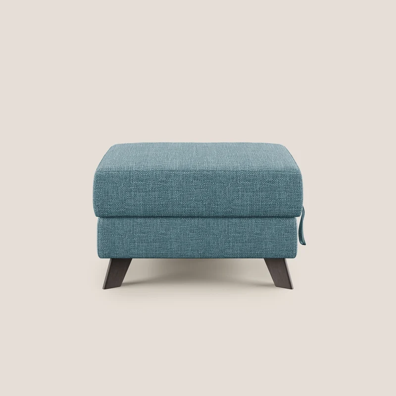 Moon Pouf contenitore e piedini alti in tessuto morbido ad intreccio soft-touch impermeabile T06 azzurro