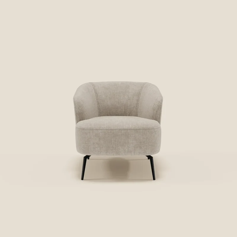 Renoa Poltroncina dall'eleganza moderna in tessuto smacchiabile T24 lino chiaro