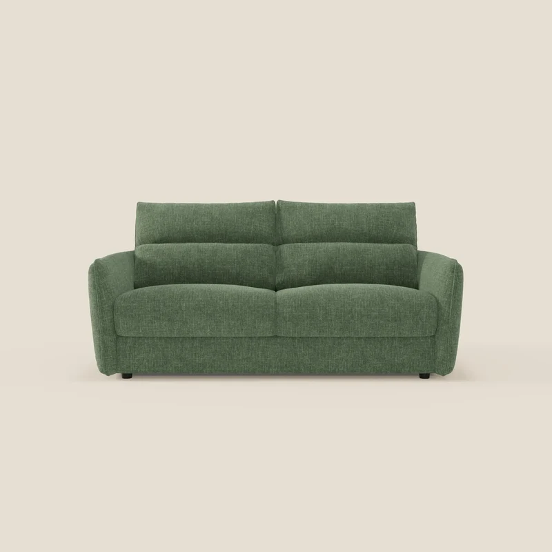 Elios Divano letto con morbidi cuscini spalliera in tessuto smacchiabile T24 verde oliva