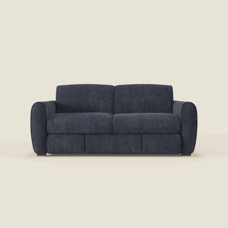 Kaleo Divano letto moderno con materasso H17 cm - in raffinato tessuto impermeabile T26 blu navy