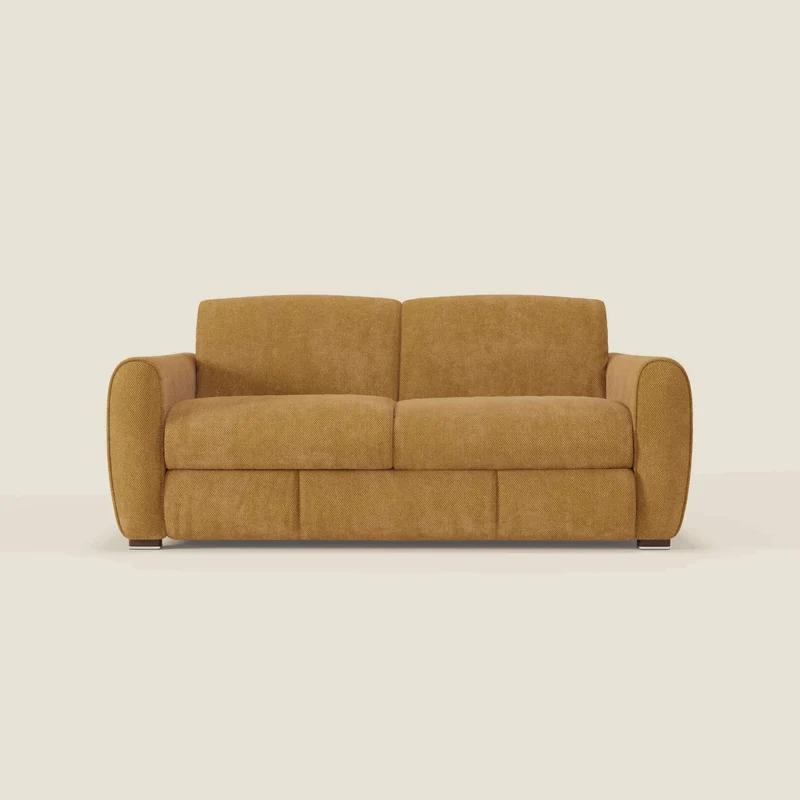 Kaleo Divano letto moderno con materasso H17 cm - in raffinato tessuto impermeabile T26 giallo