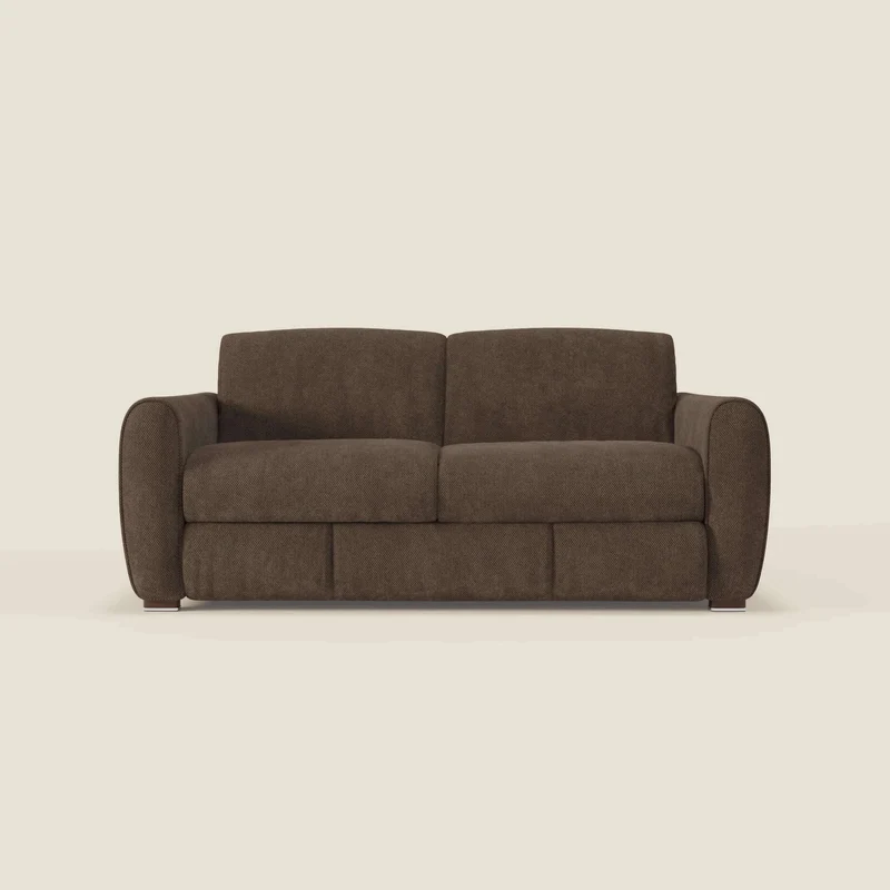 Kaleo Divano letto moderno con materasso H17 cm - in raffinato tessuto impermeabile T26 marrone