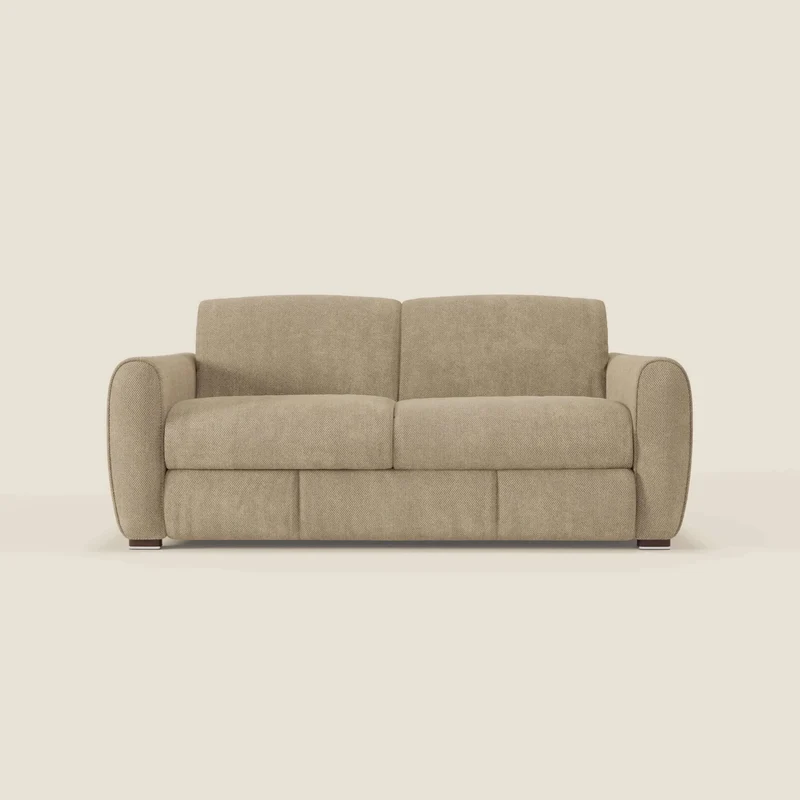 Kaleo Divano letto moderno con materasso H17 cm - in raffinato tessuto impermeabile T26 beige