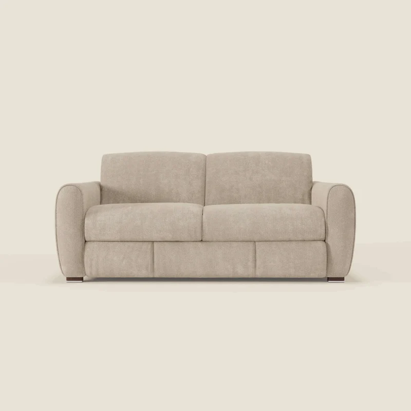 Kaleo Divano letto moderno con materasso H17 cm - in raffinato tessuto impermeabile T26 panna