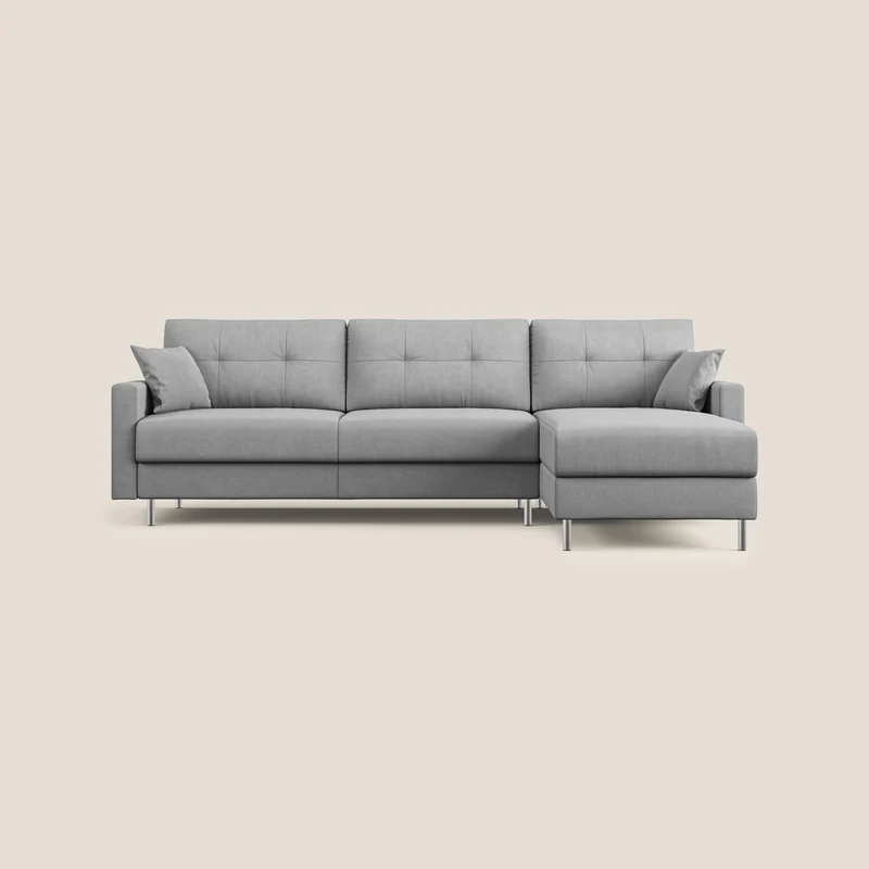 Megan divano letto angolare in microfibra smacchiabile T11 grigio