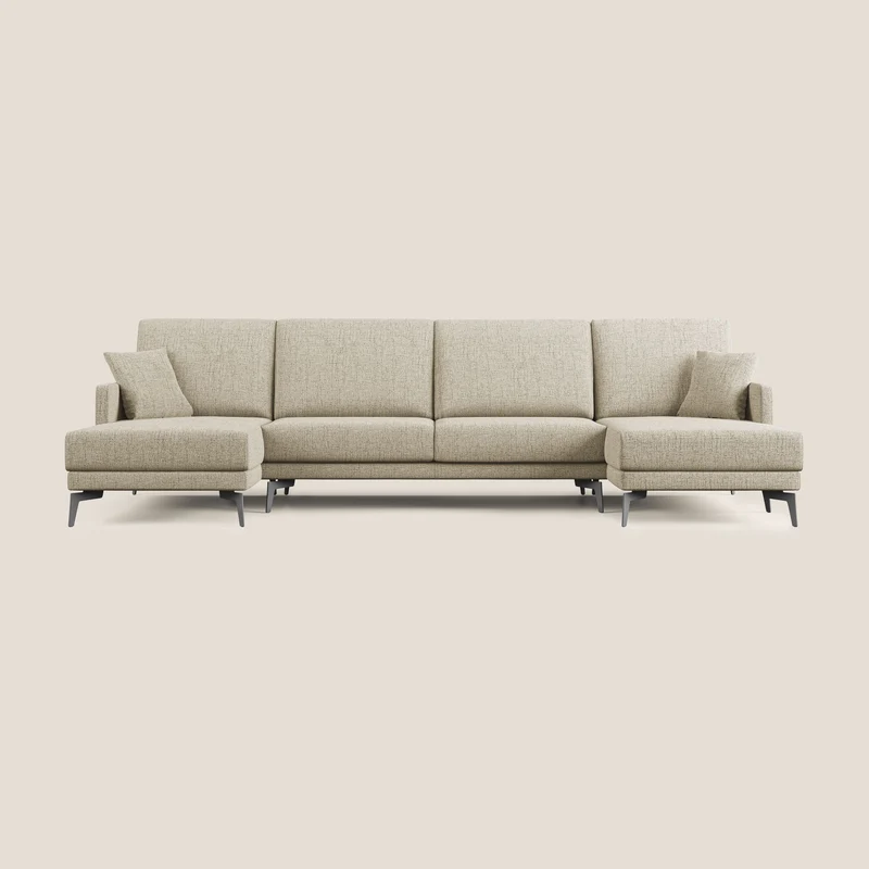 Saturno divano panoramico moderno in tessuto morbido impermeabile T03 beige