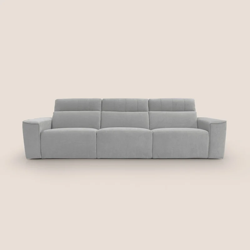 Clark Divano modulare 3 sedute con opzione relax elettrico in tessuto smacchiabile impermeabile T17 grigio