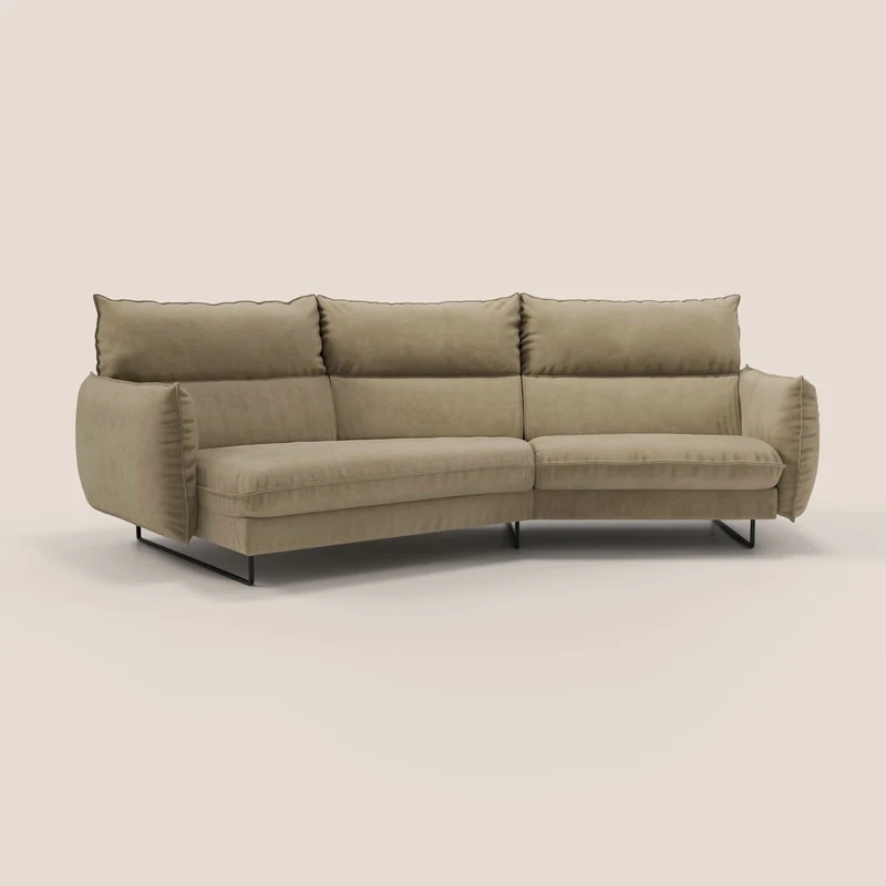 Monamour divano moderno angolare con opzione relax elettrico in microfibra smacchiabile impermeabile T11 beige