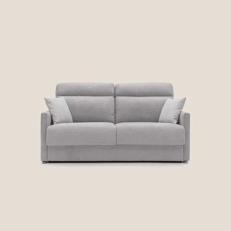Margot Divano letto matrimoniale con schienale morbido alto in tessuto T02 grigio chiaro