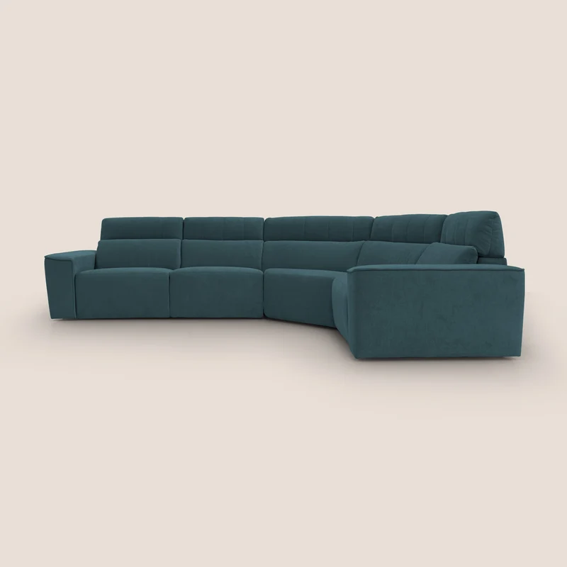 Clark Divano modulare angolare REVERSIBILE con opzione relax elettrico in tessuto smacchiabile impermeabile T17 petrolio