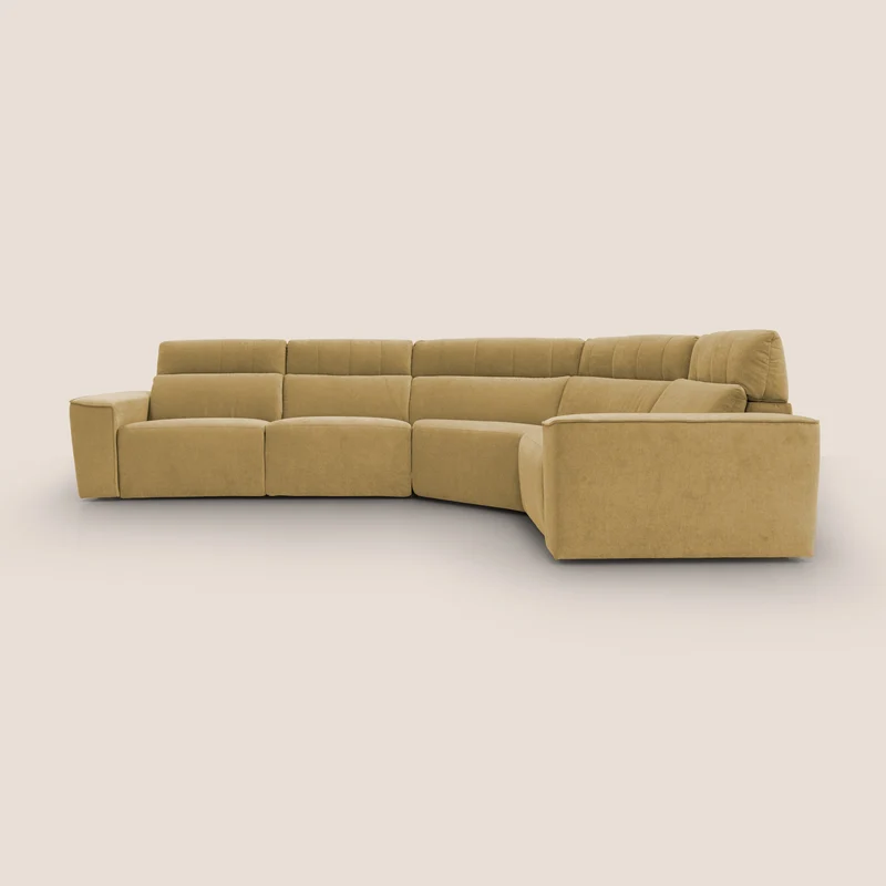 Clark Divano modulare angolare REVERSIBILE con opzione relax elettrico in tessuto smacchiabile impermeabile T17 giallo