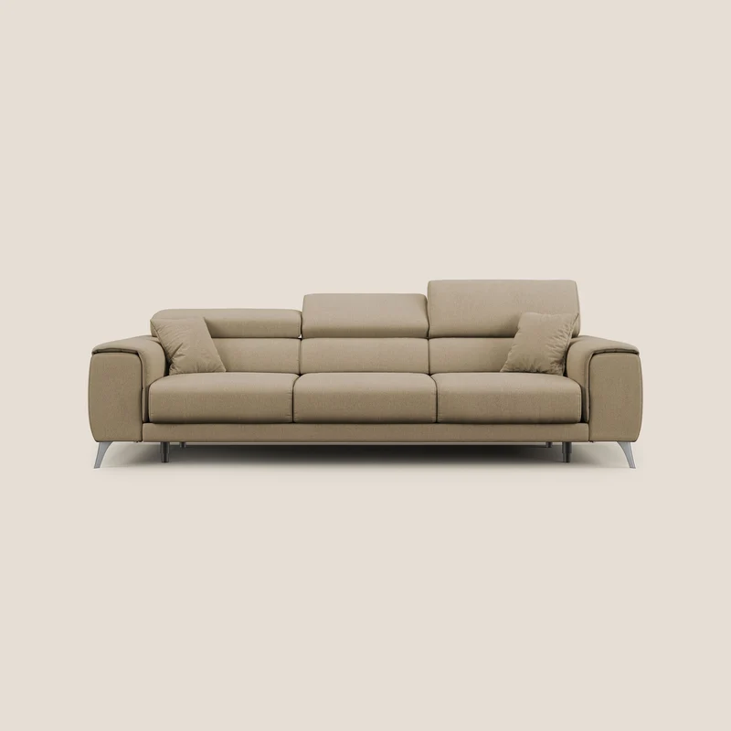 Fusion divano con 3 sedute allungabili in tessuto smacchiabile T05 beige