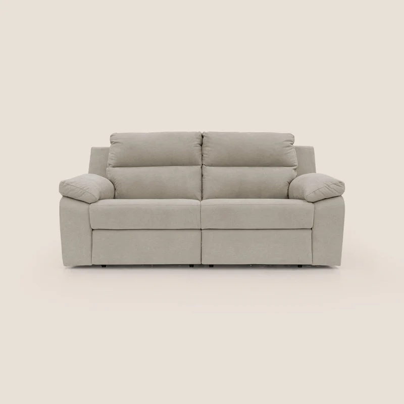 Romeo Divano relax con recliner elettrico in morbido tessuto impermeabile T02 panna