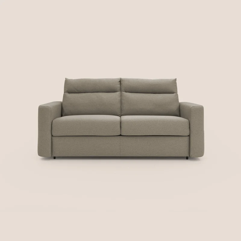 Cupido Divano letto materasso H18 cm e schienale alto in tessuto impermeabile simil cotone T13 tortora