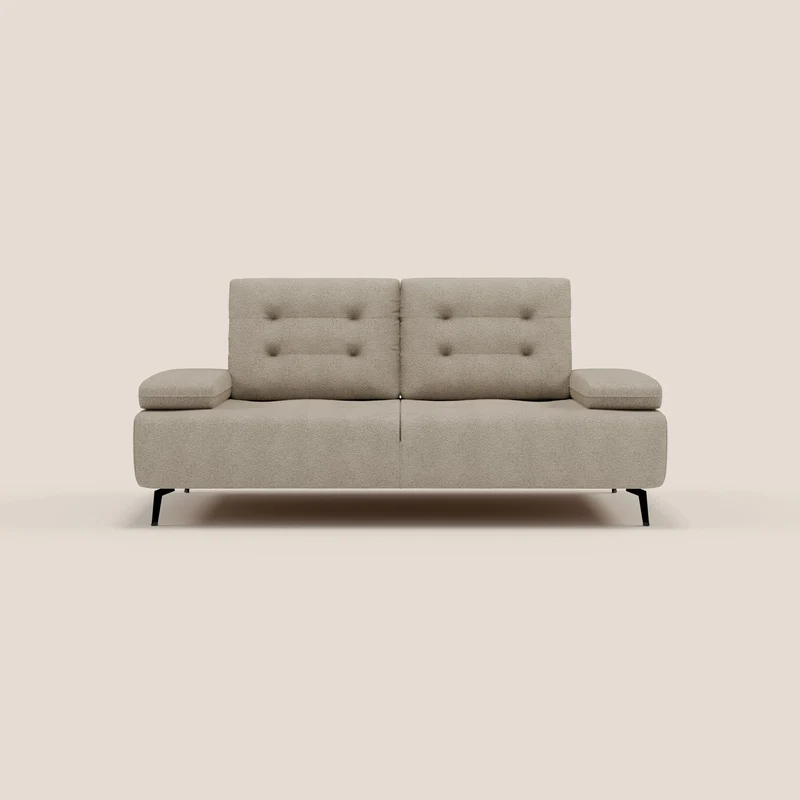 Lugano Divano 3 posti con schienali e braccioli traslanti in morbido bouclé impermeabile T07 beige