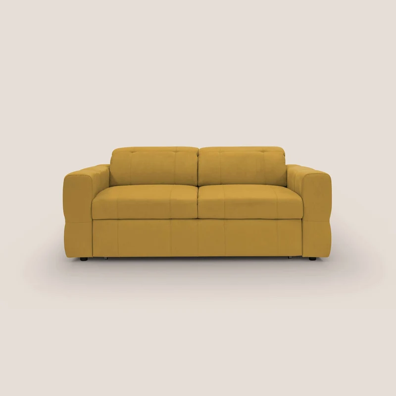Kronos Divano con pouf estraibile poggiapiedi e poggiatesta reclinabili in morbida microfibra impermeabile T11 giallo