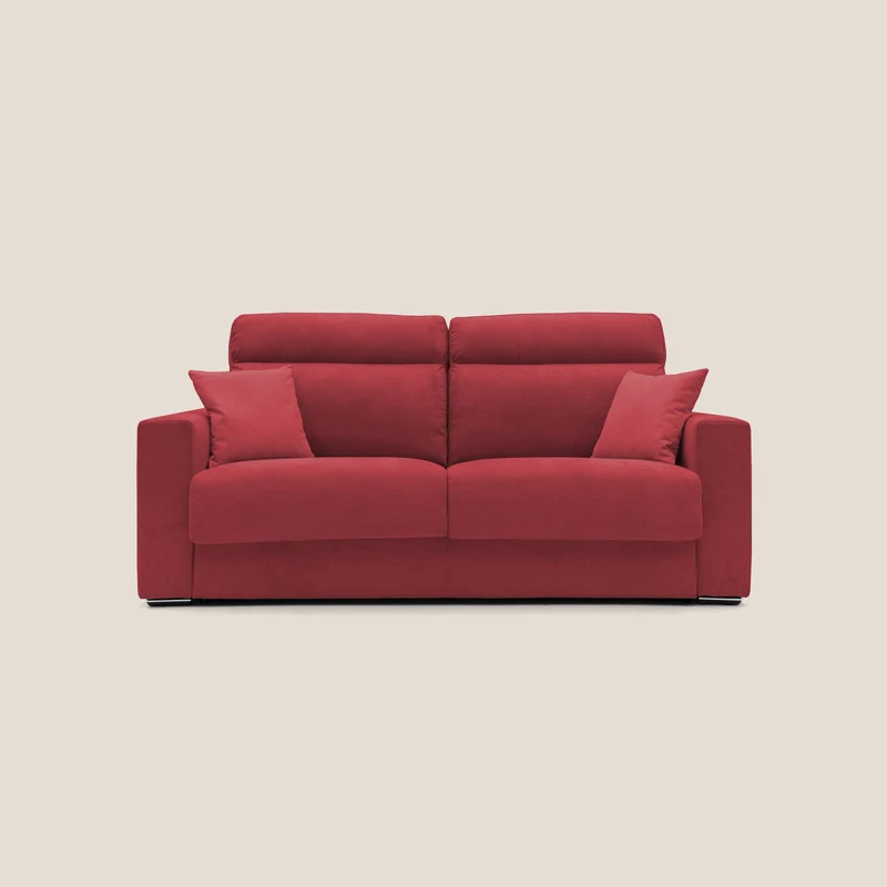 Nikita Divano letto matrimoniale con schienale morbido alto e rivestimento T02 rosso