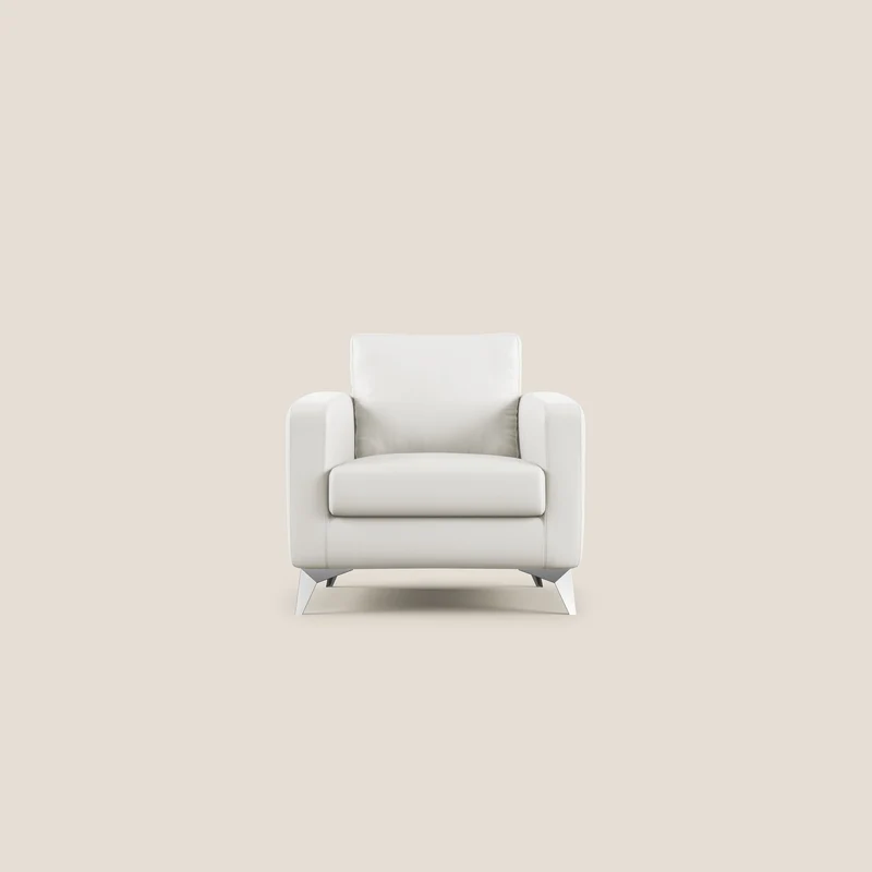 Orione Poltroncina in ecopelle moderna e impermeabile T04 bianco
