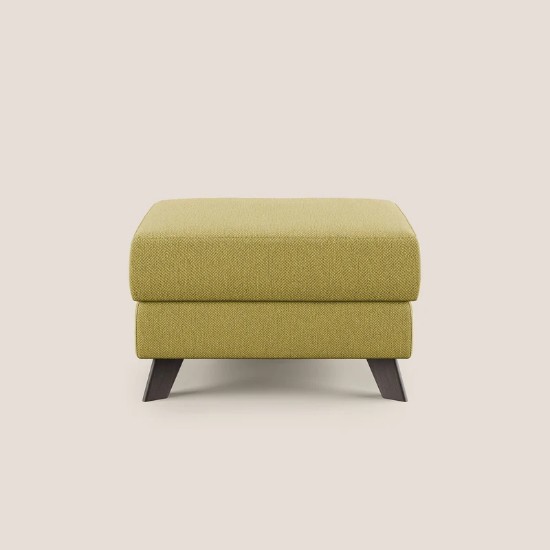 Moon Pouf contenitore e piedini alti in tessuto smacchiabile con acqua T05 giallo
