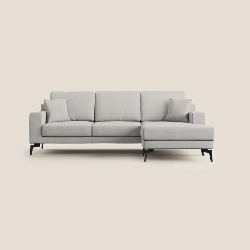 Prestige divano angolare reversibile in microfibra smacchiabile T11 grigio chiaro