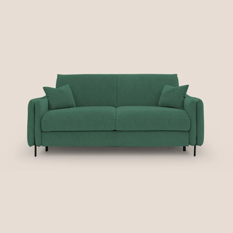 Gregory Divano letto con materasso h18 cm in microfibra effetto velluto impermeabile T09 verde