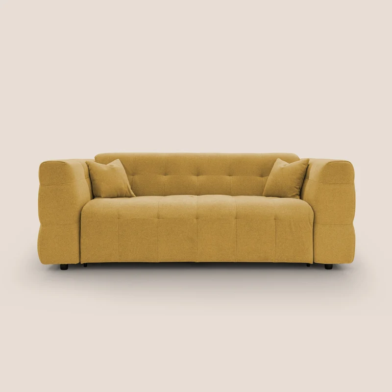 Tender Divano letto matrimoniale dal design innovativo in tessuto bouclet impermeabile T07 giallo