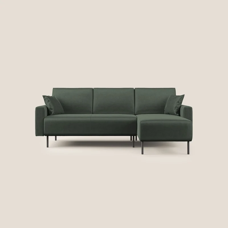 Arthur divano moderno angolare in velluto morbido impermeabile T01 verde