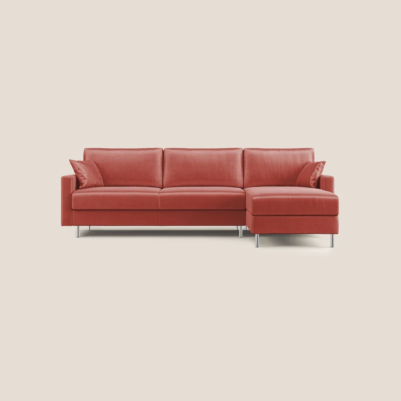 Andromeda divano letto angolare in velluto morbido impermeabile T01 salmone
