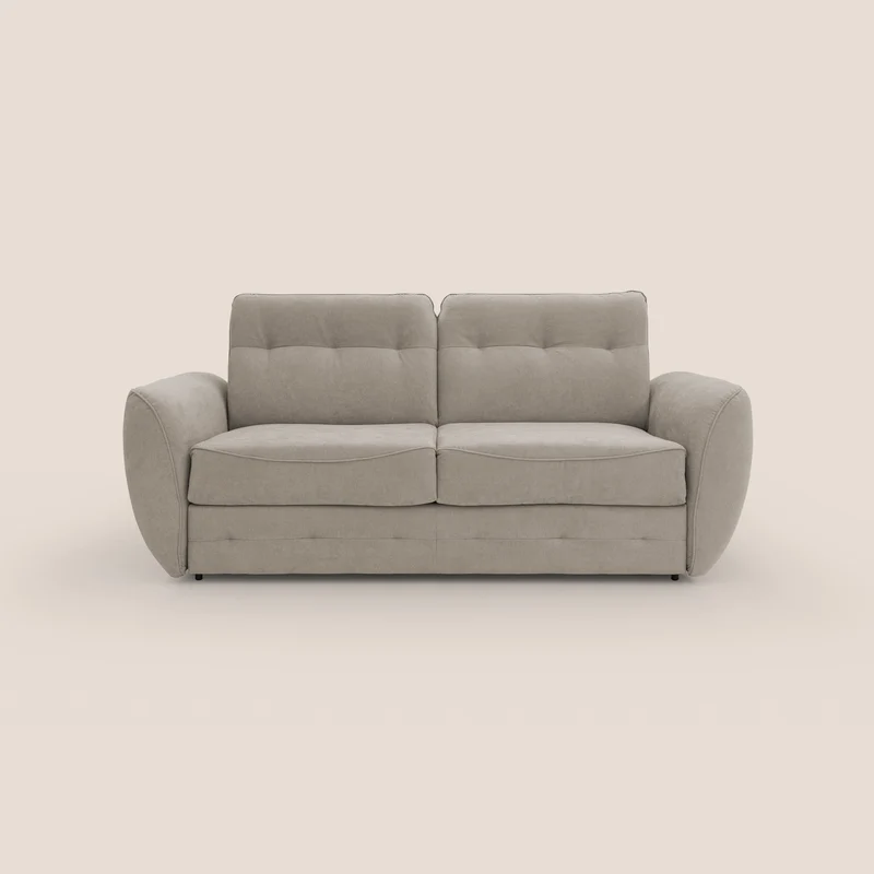 Zeus Divano letto scandinavo con schienale alto in tessuto impermeabile T02 beige