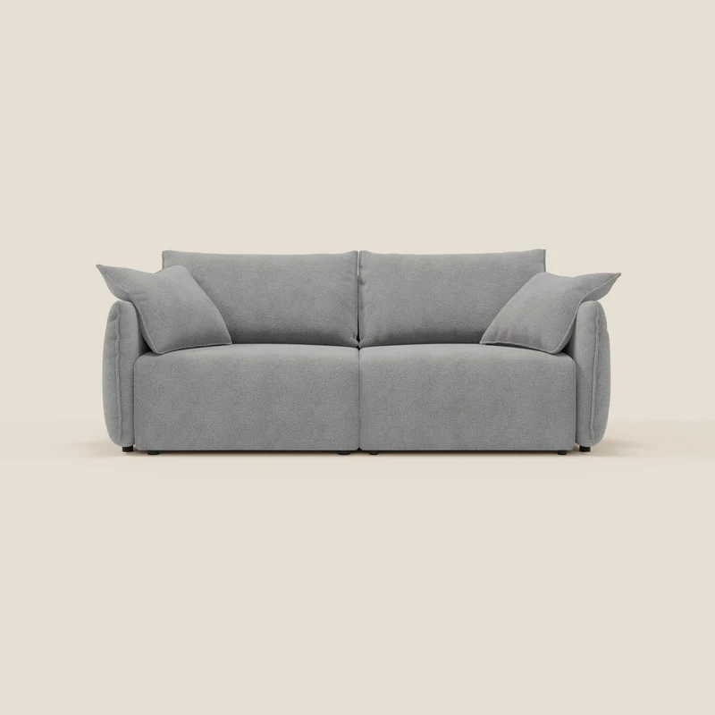Flexar divano con sedute allungabili e schienale in piuma in morbido bouclé impermeabile T07 grigio