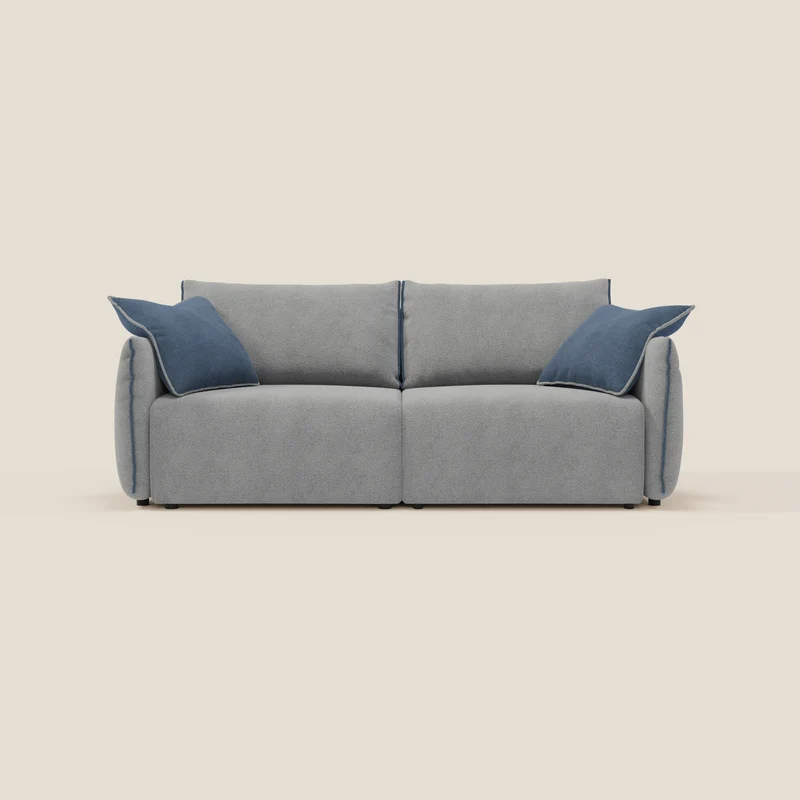 Flexar divano con sedute allungabili e schienale in piuma in morbido bouclé impermeabile T07 grigio - blu