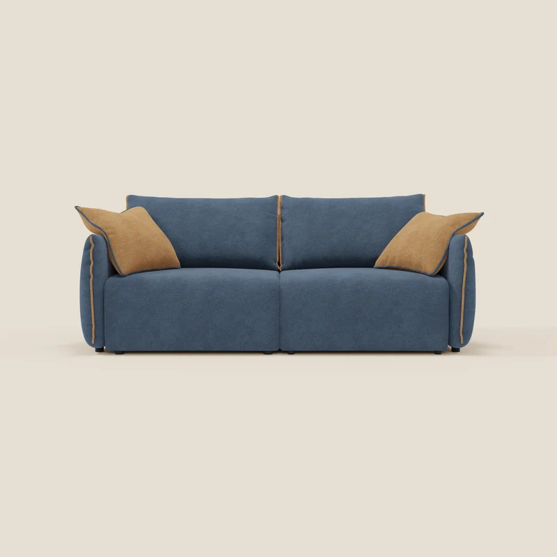 Flexar divano con sedute allungabili e schienale in piuma in morbido bouclé impermeabile T07 blu - arancio