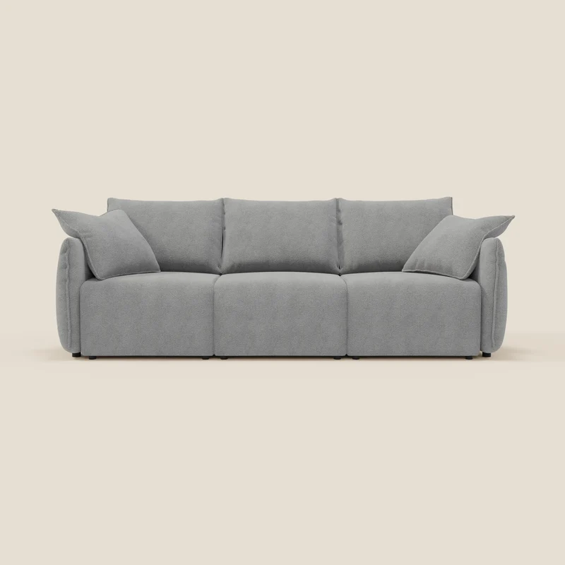 Flexar divano con 3 sedute allungabili schienale in piuma d'oca in bouclé impermeabile T07 grigio
