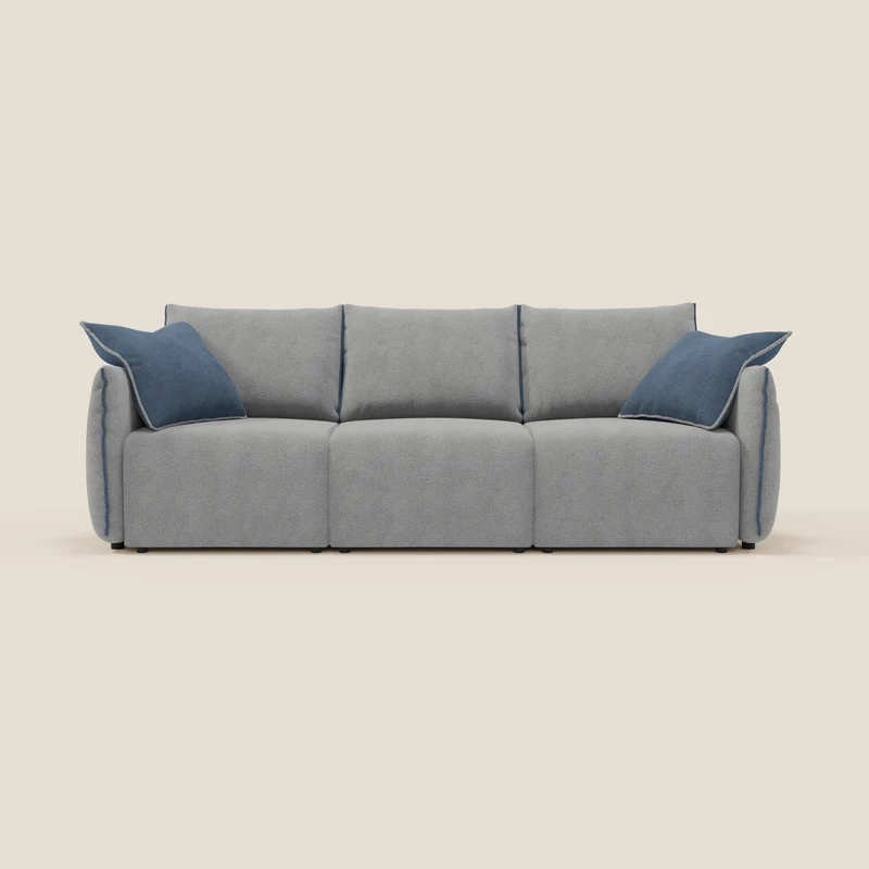 Flexar divano con 3 sedute allungabili schienale in piuma d'oca in bouclé impermeabile T07 grigio - blu