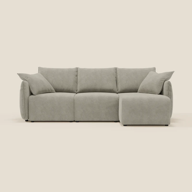 Flexar Divano angolare reversibile con sedute allungabili in bouclé morbido impermeabile T07 beige