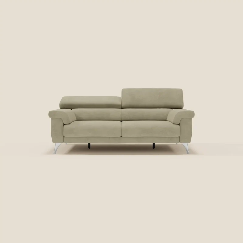 Raffaello divano con sedute allungabili e poggiatesta reclinabili in microfibra smacchiabile T11 beige