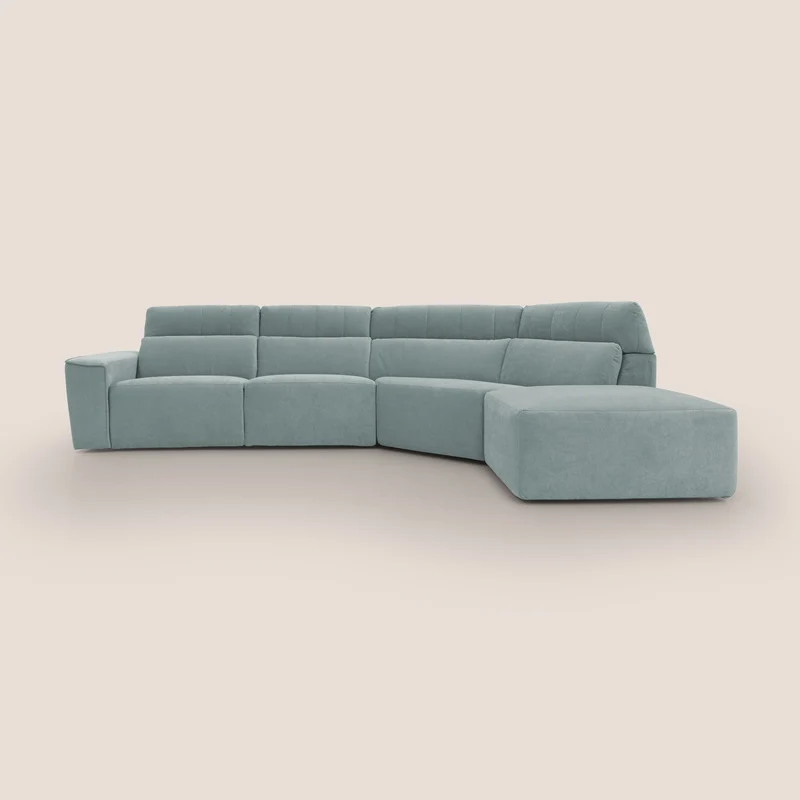 Clark Divano angolare con opzione relax elettrico in tessuto smacchiabile impermeabile T17 verde acqua