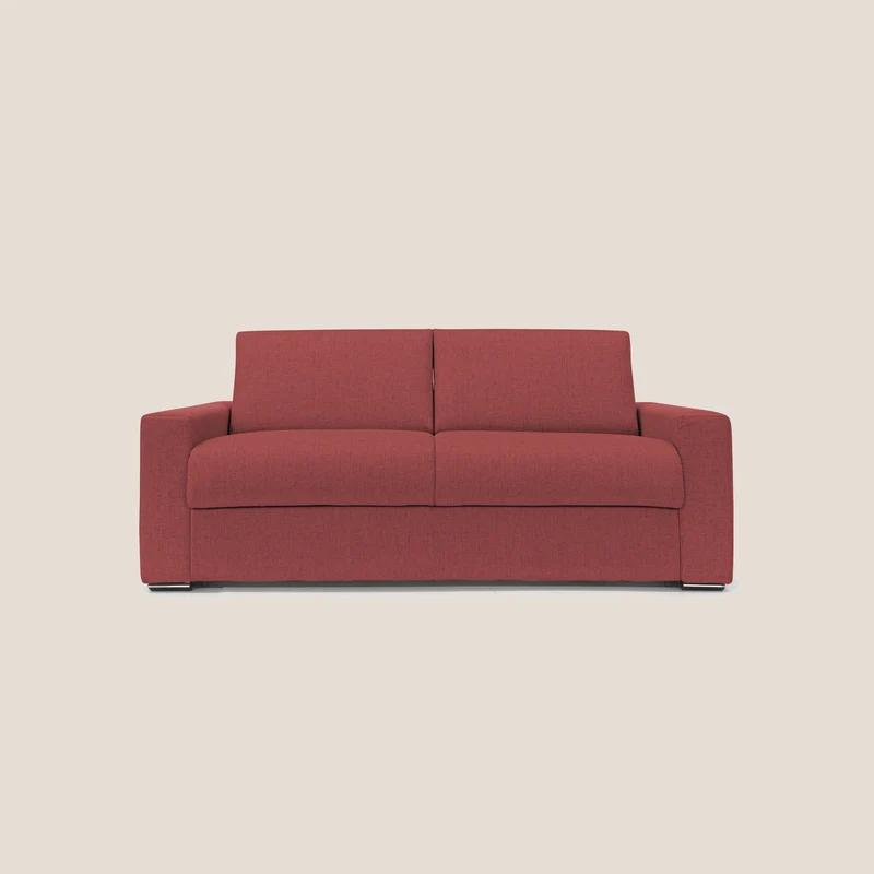 Nixon Divano letto matrimoniale con materasso 20 cm in tessuto impermeabile T03 rosso